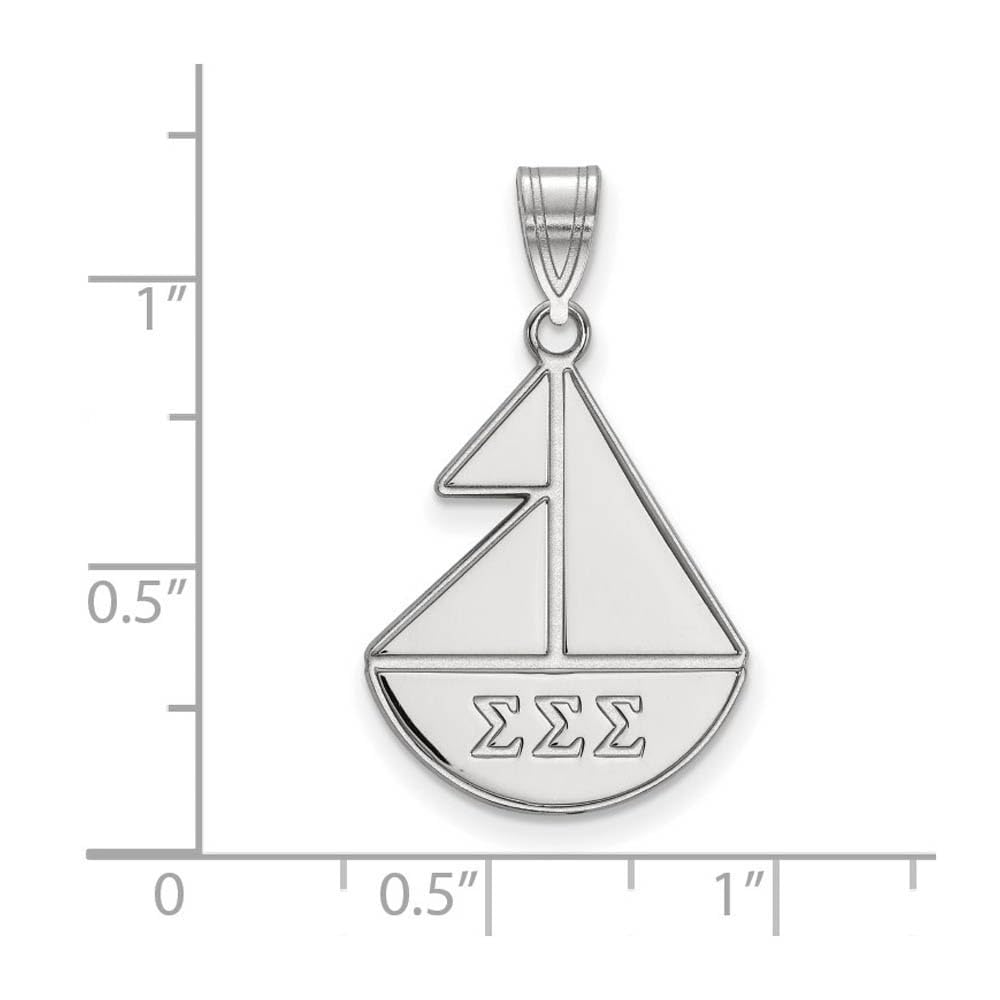 Sterling Silver Official Licensed Greek Sororities Sigma Sigma Sigma (???) Medium Pendant