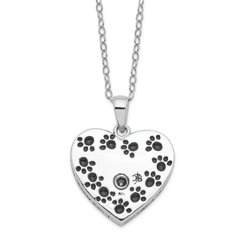 Sentimental Expressions Sterling Silver Rhodium-plated Antiqued Love Never Ends Pet Ash Holder 18 Inch Necklace 18 Inches
