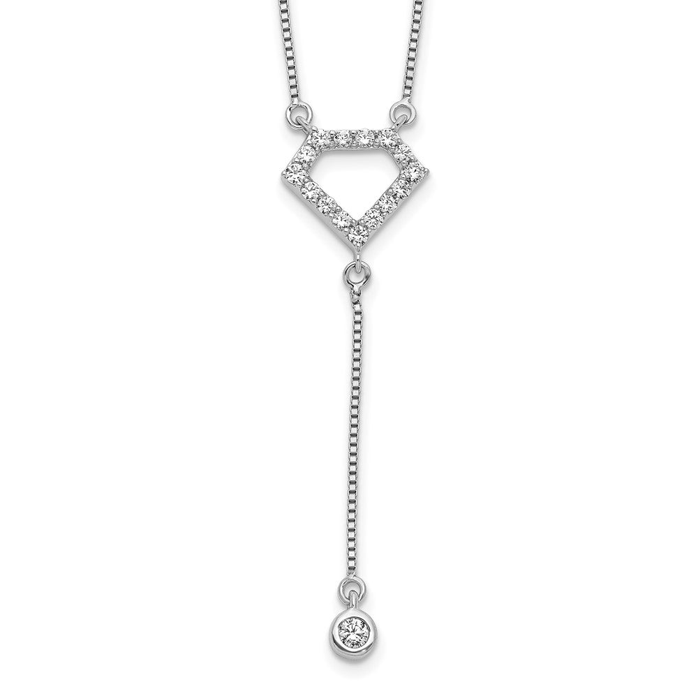 14k White Gold 1/4 carat Lab Grown Diamond VS/SI+ G+ 18 inch Fancy Geometric Diamond Shape Dangle Necklace