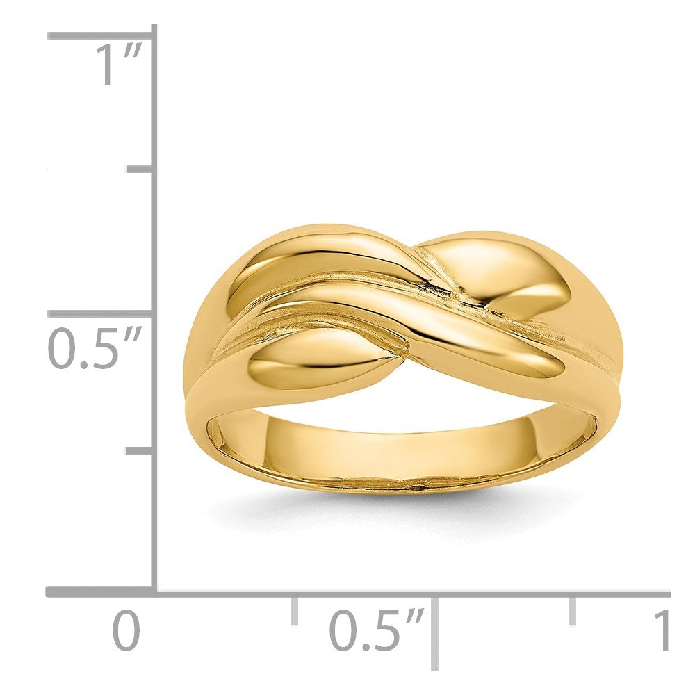 14k Polished Twisted Dome Ring Size 7