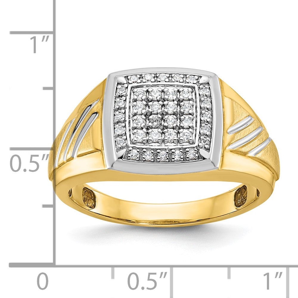 IBGoodman 14k Men's Polished Satin and Grooved Square Cluster Ring Mounting