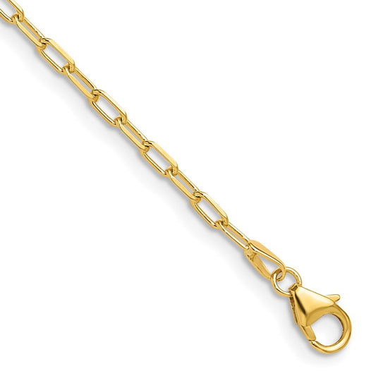 14k 2.2mm Solid Beveled D/C Paperclip Chain