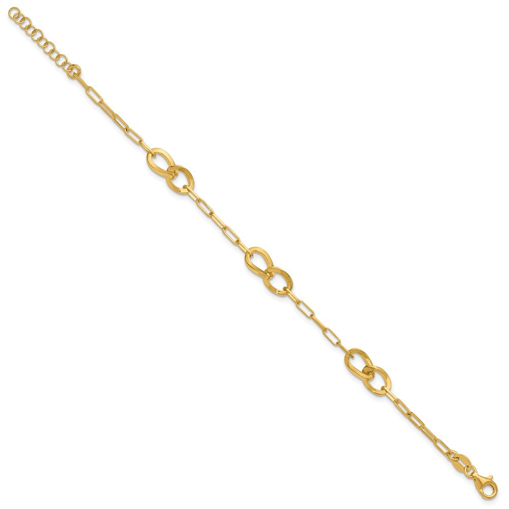 Sterling Silver Gold-plated Fancy Link with 1in ext. Bracelet 7.5  inches