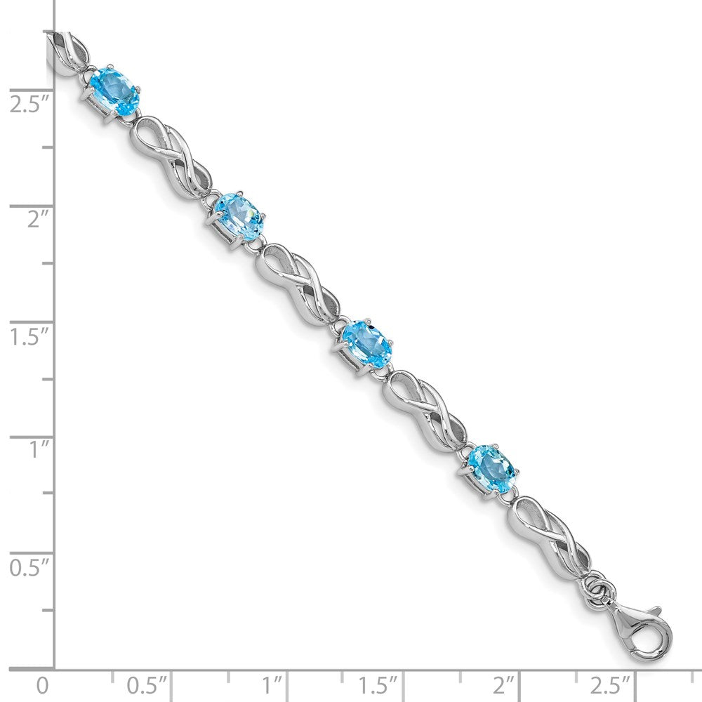 Sterling Silver Rhodium-plated Blue Topaz Figure 8 Bracelet 7 inches