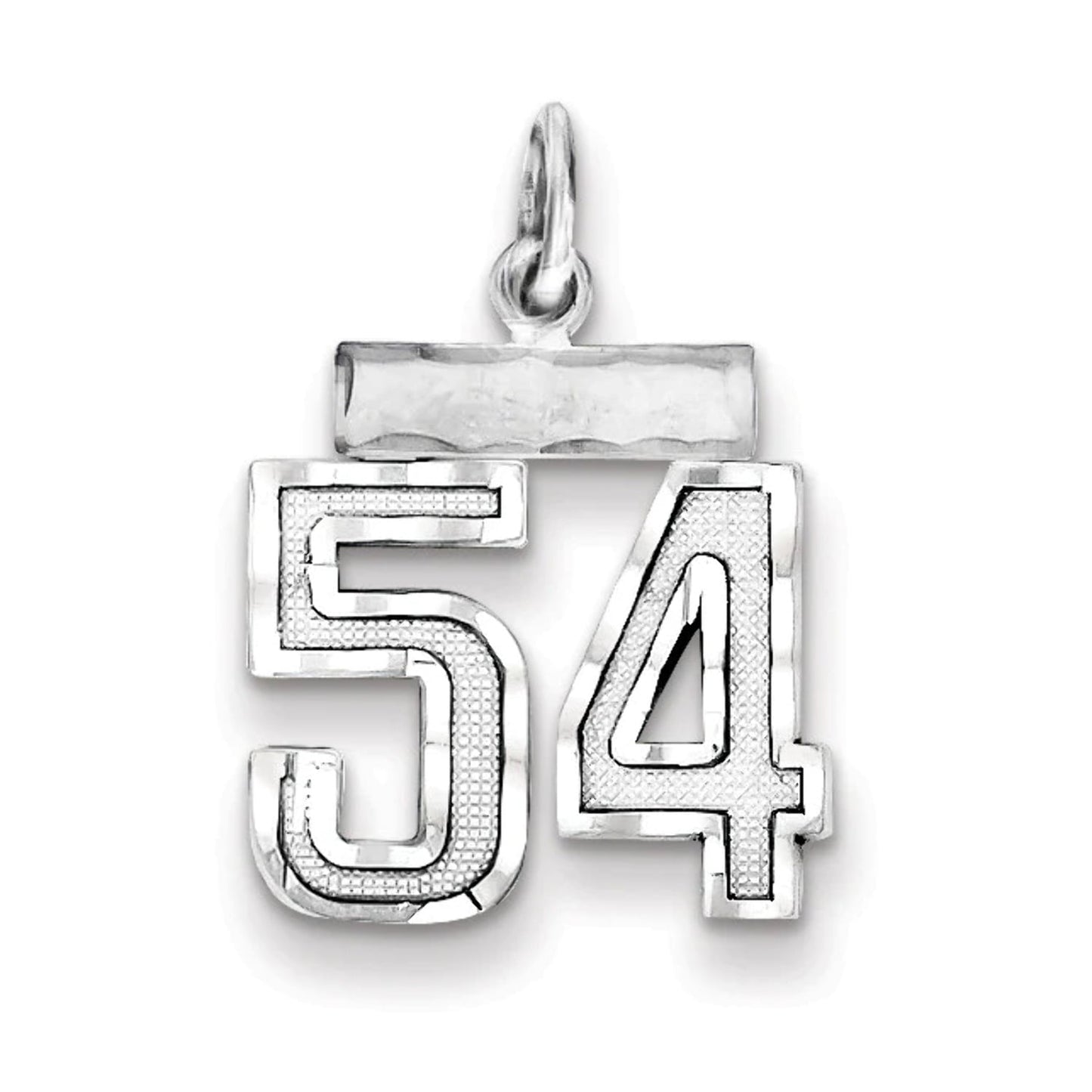 925 Sterling Silver Small Sport game Number 54 Charm Pendant Necklace 20x14mm Wide - Pendant for Women