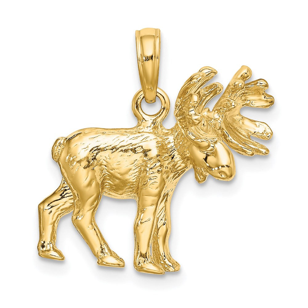 14K 3-D Textured Moose Charm