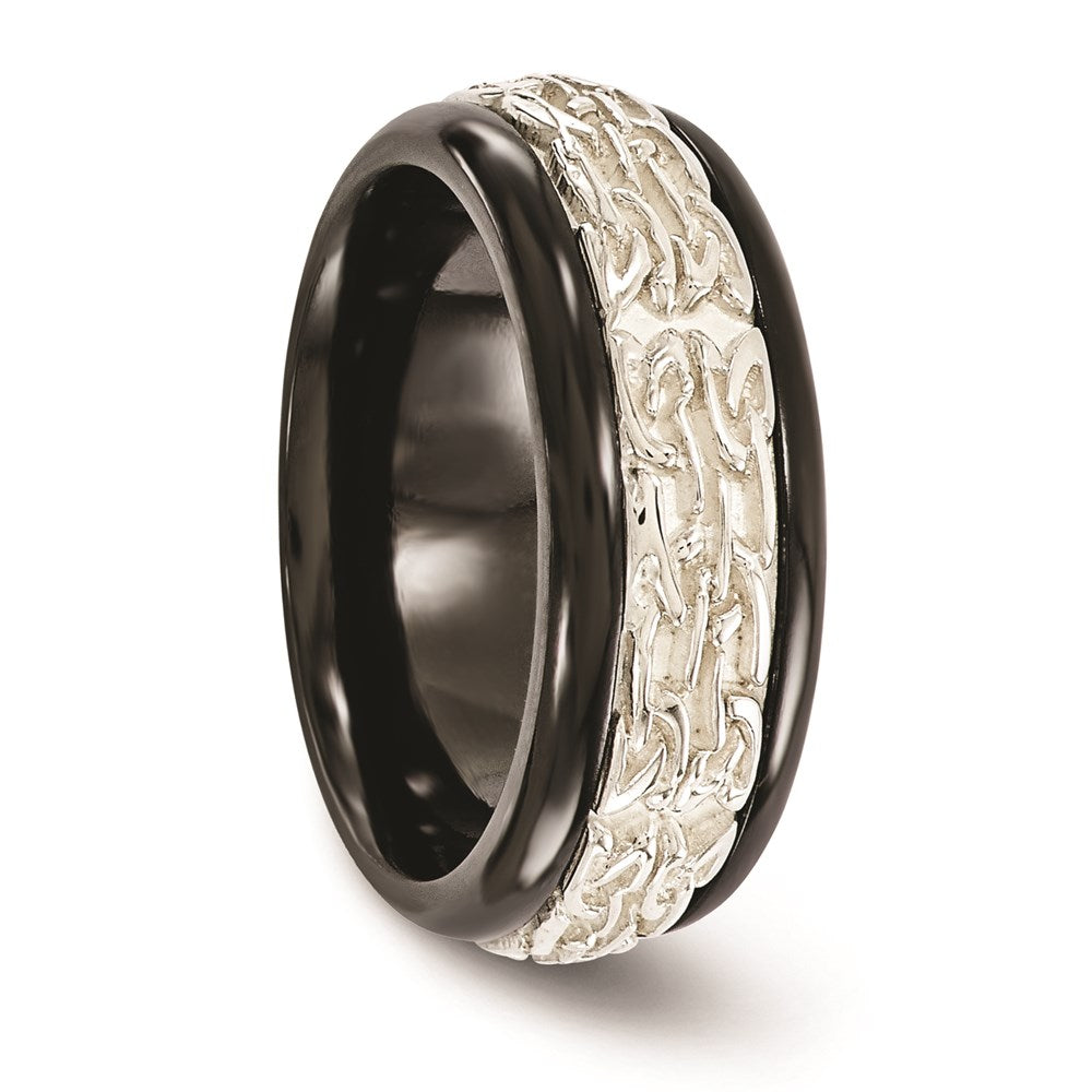 Edward Mirell Black Ti w/Sterling Silver Casted 9mm Band