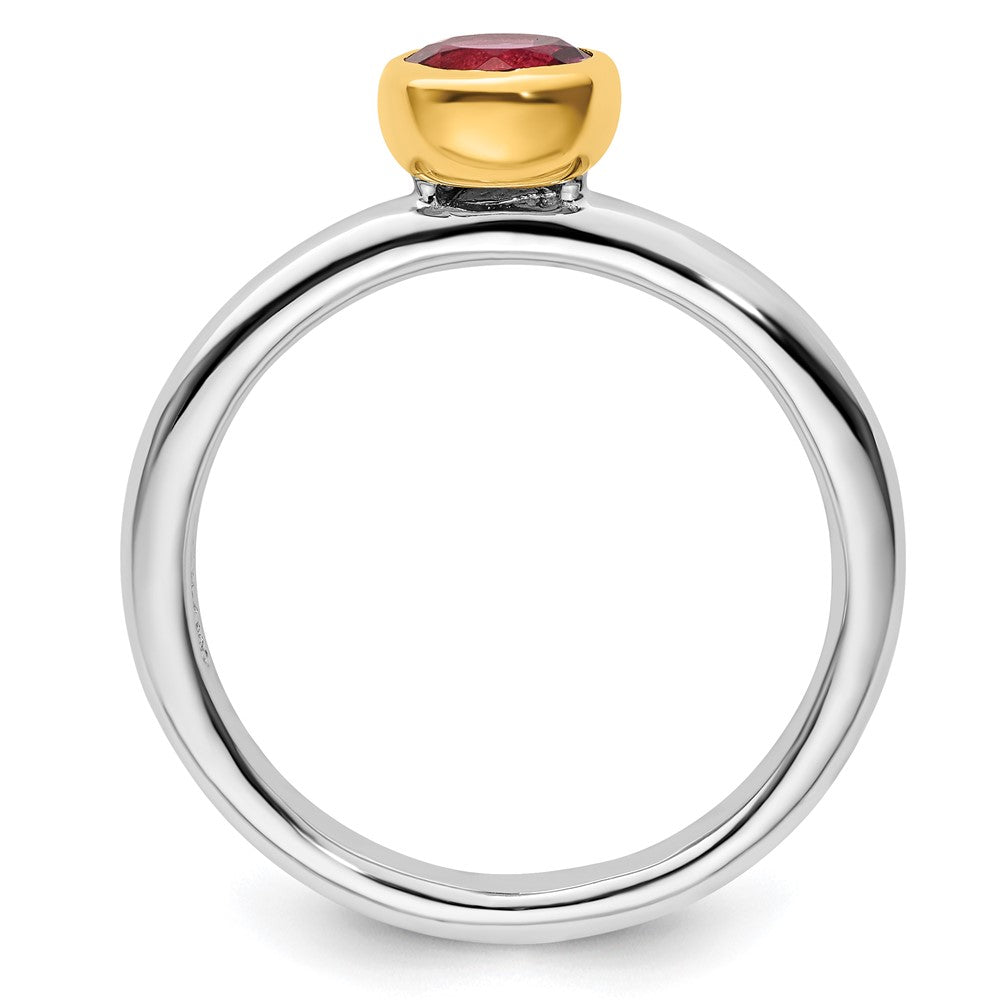 Sterling Silver Stackable Expressions w/Gold-plate P. Tourmaline Ring Size -10