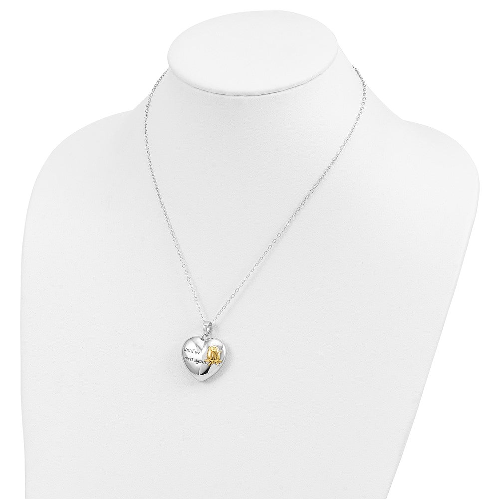 Sentimental Expressions Sterling Silver Rhodium-plated Antiqued Gold-tone Accent Until We Meet Again Heart Ash Holder 18 Inch Necklace 18 Inches