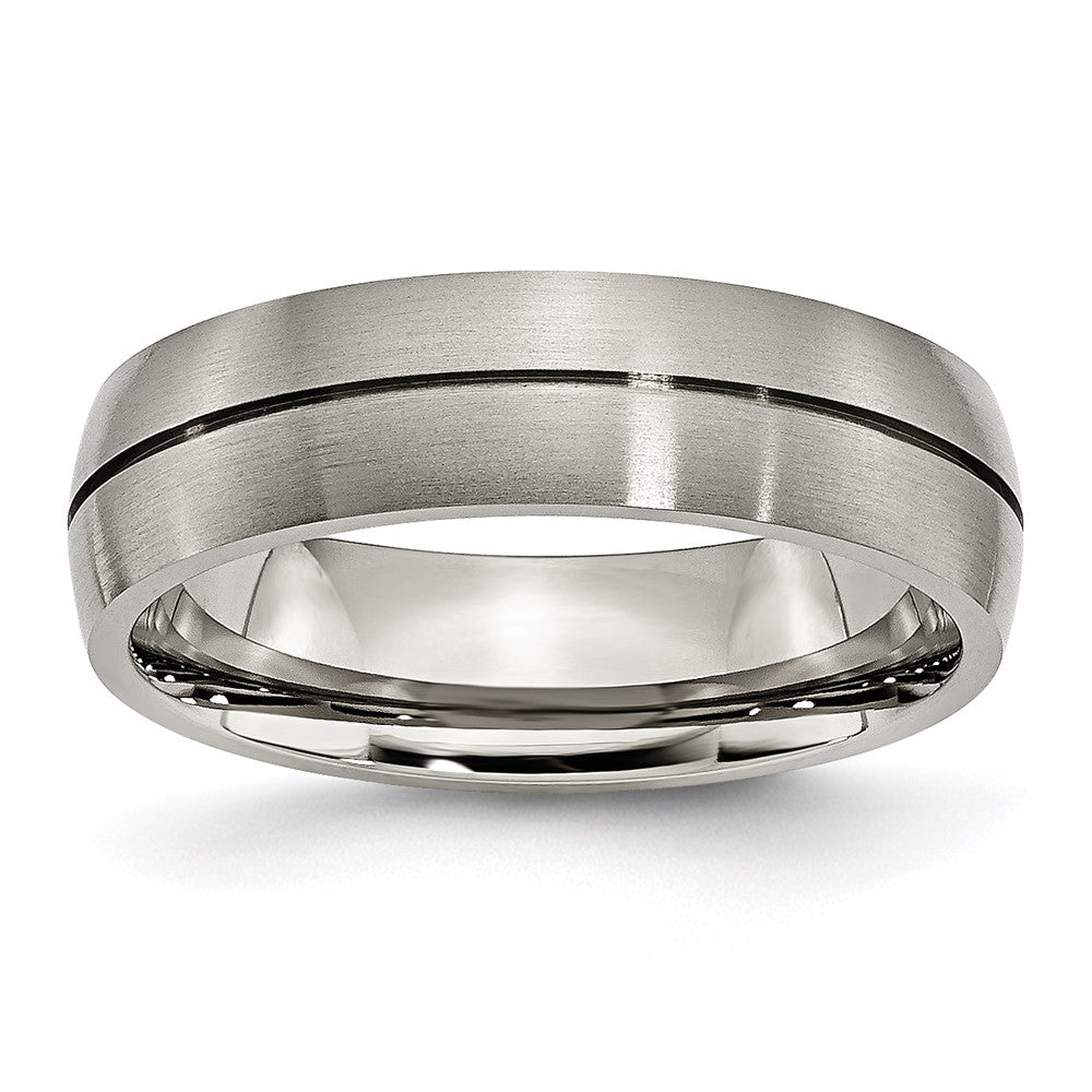 Titanium Satin 6mm Grooved Band Size - 10.5