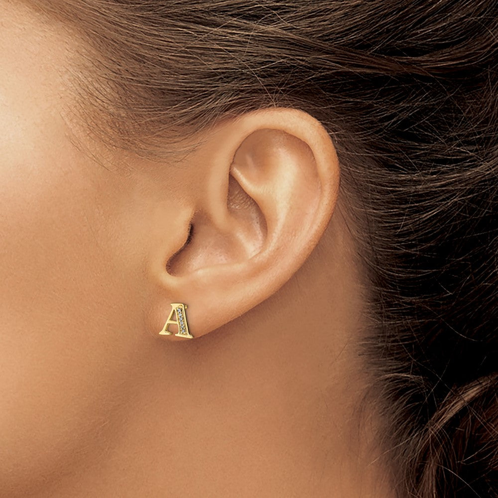 14k Diamond Initial A Earrings