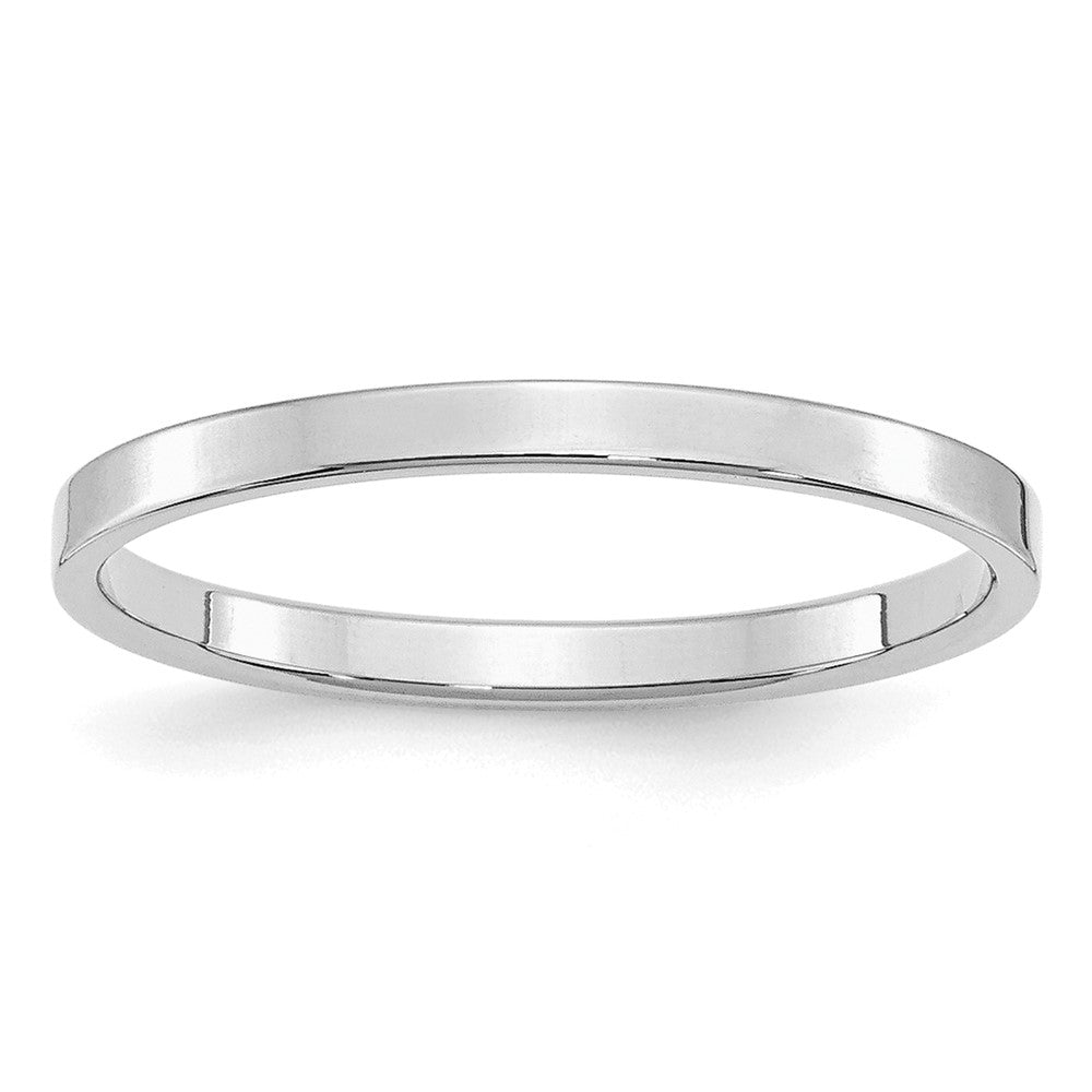 Sterling Silver Rhodium-plated 2mm Flat Size 5 Band