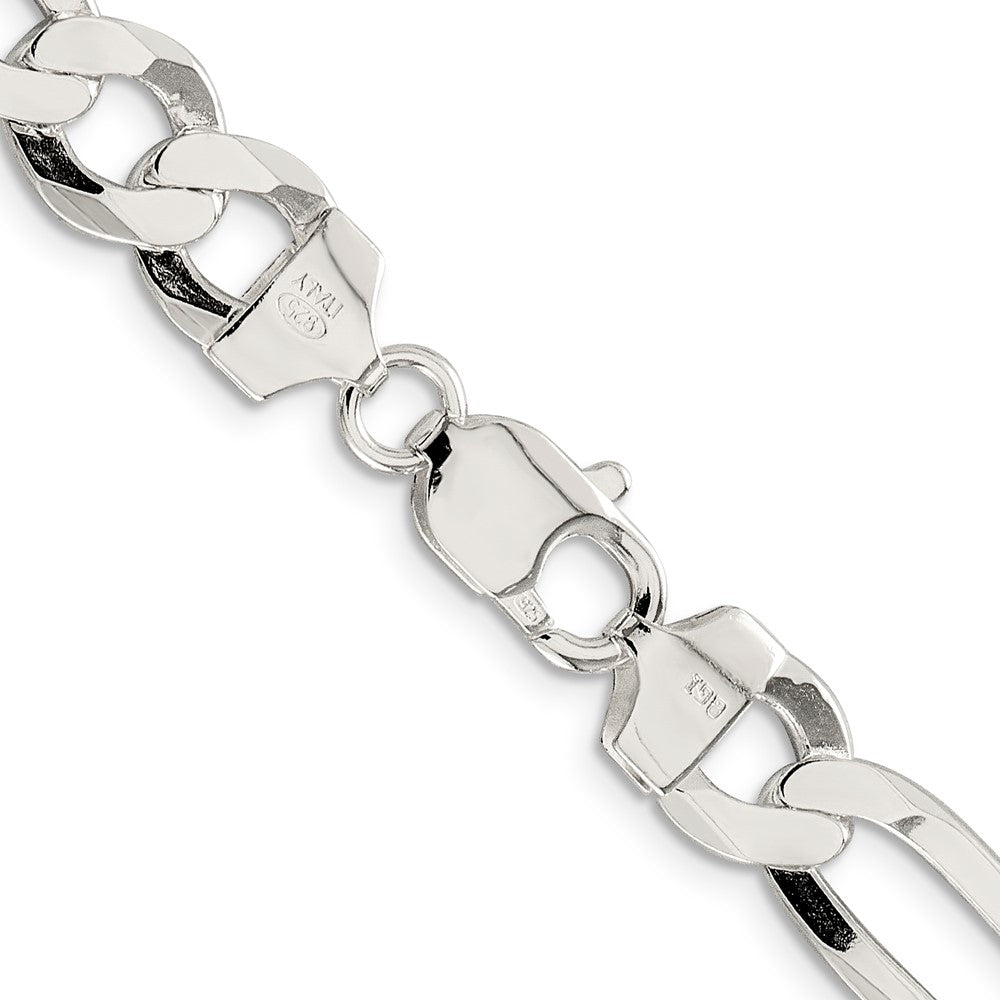 Sterling Silver 9.7mm Lightweight Flat Figaro Chain 20 Inches