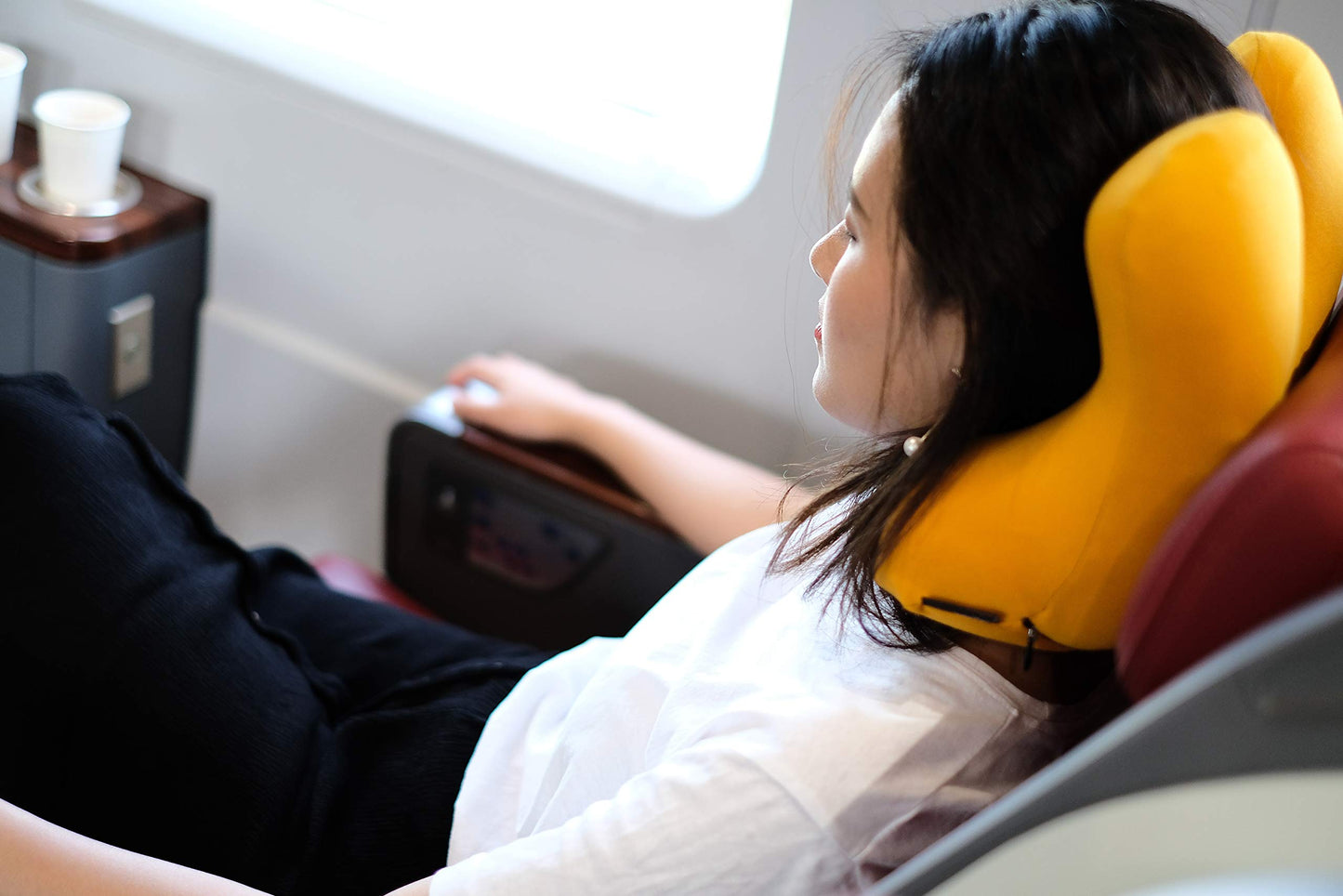Yellow Travel Pillow Set with Eye Mask and Ear Plugs QGM22669