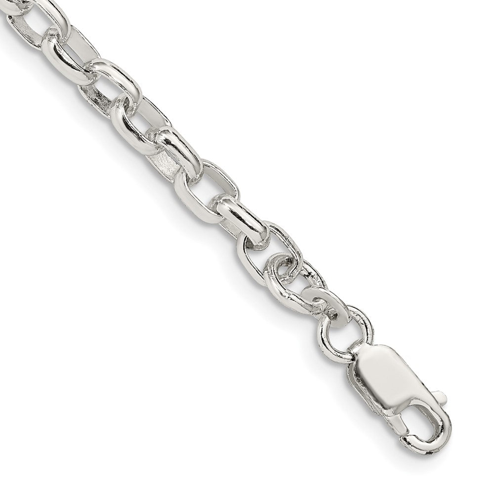 Sterling Silver 4.4mm Oval Fancy Rolo Chain 7 inches