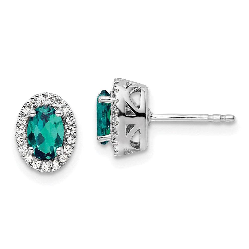 10kw Oval Created Alexandrite & Diamond Post Earrings