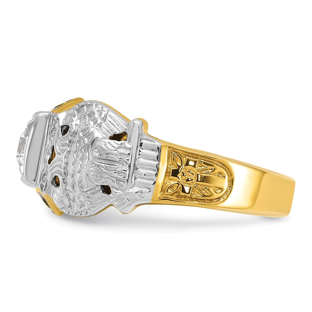 IBGoodman 14k Two-tone Men's Polished and Textured Double Eagle Masonic Shriner's Ring Mounting