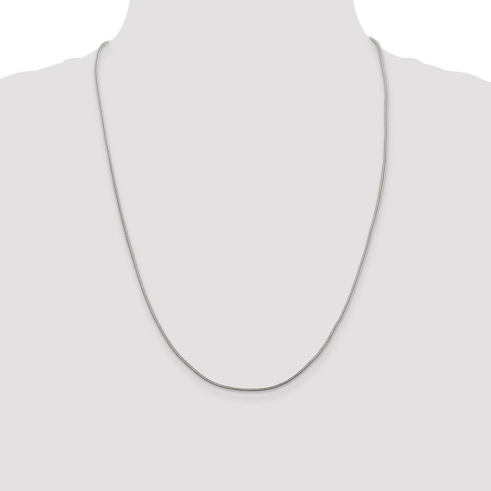 Sterling Silver 1.25mm Diamond-cut Round Franco Chain 24 Inches