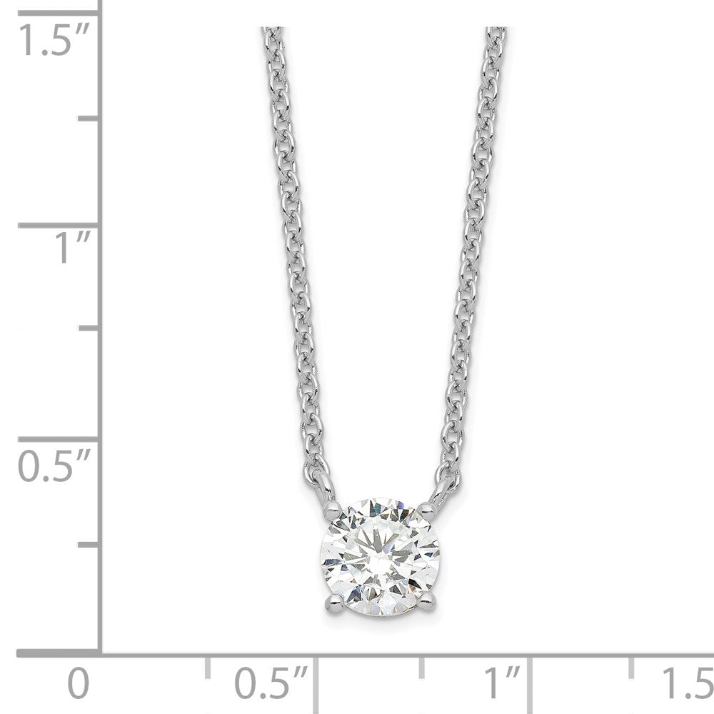 Sterling Silver Rhodium-plated CZ w/1in ext. Necklace 16.5 Inches