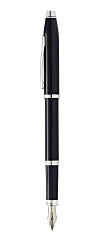 Crossr Century II Black Lacquer with Chrome Fountain Pen with Medium Stainless Steel Nib QGM20508