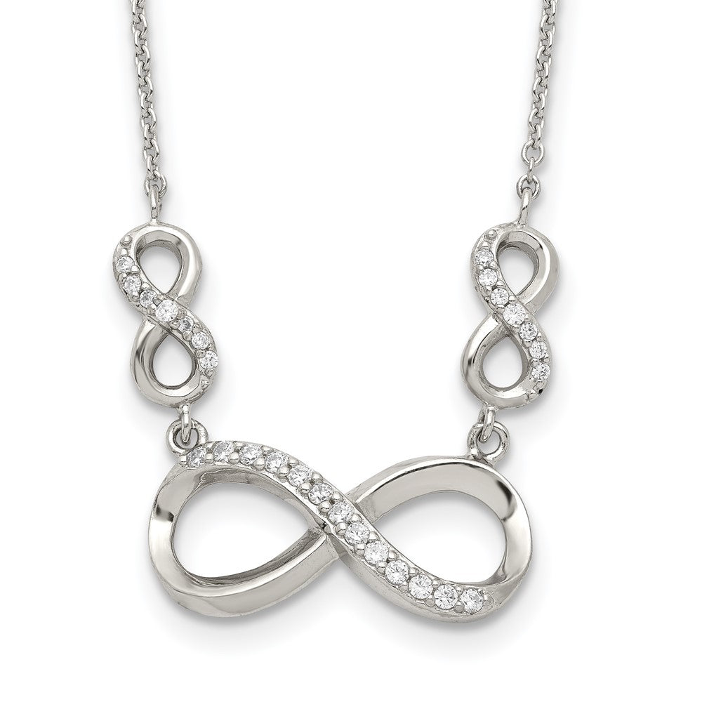 Sterling Silver Rhodium-plated Polished CZ Infinity Symbol Necklace 18 Inches