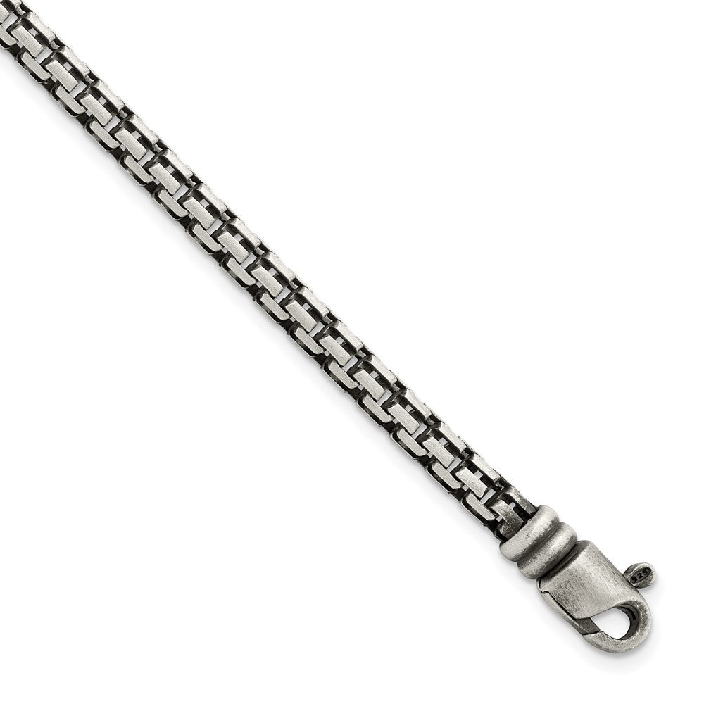 Sterling Silver Brushed Antiqued Bismarck Chain Bracelet 8.5 inches