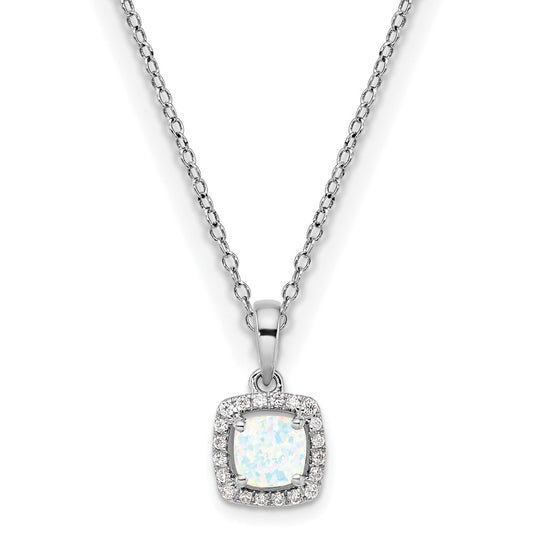 10kw ANT Created Opal and Diamond Pendant w/ chain