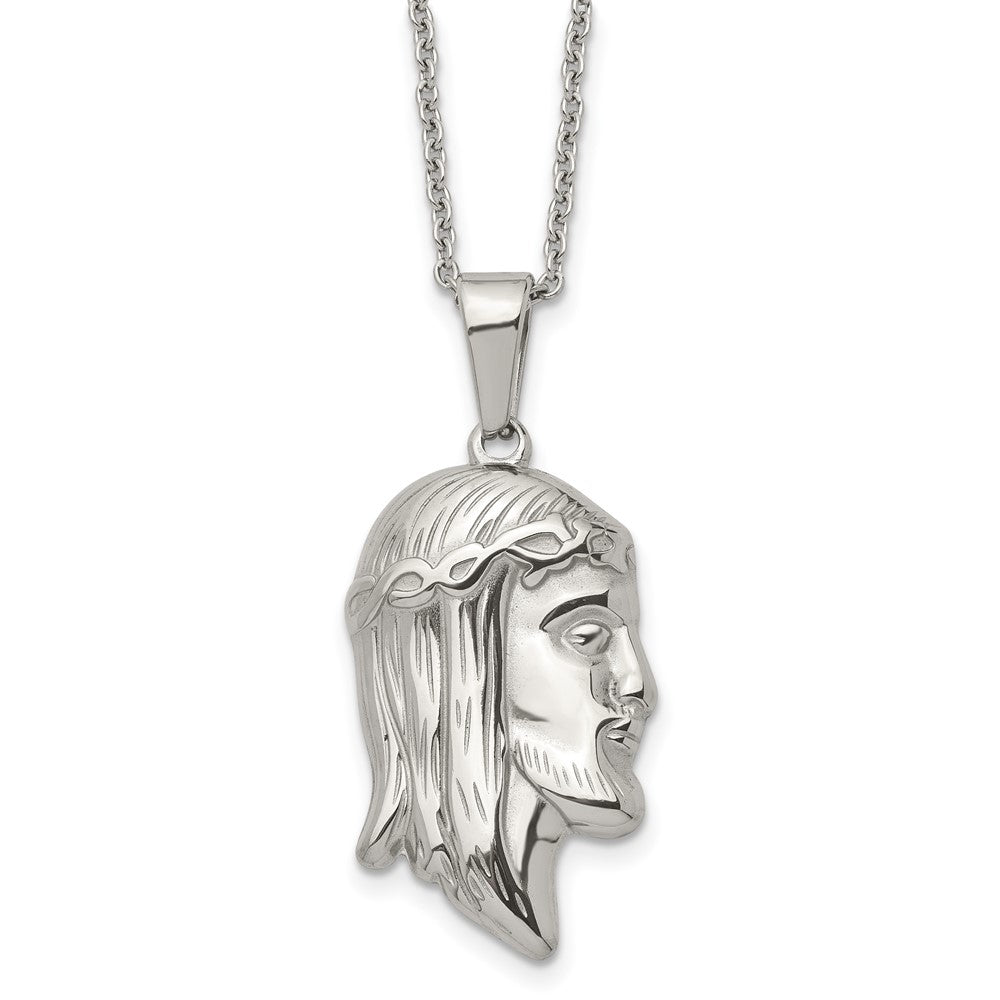 Stainless Steel Polished Jesus Silhouette 22in Necklace
