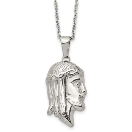 Stainless Steel Polished Jesus Silhouette 22in Necklace