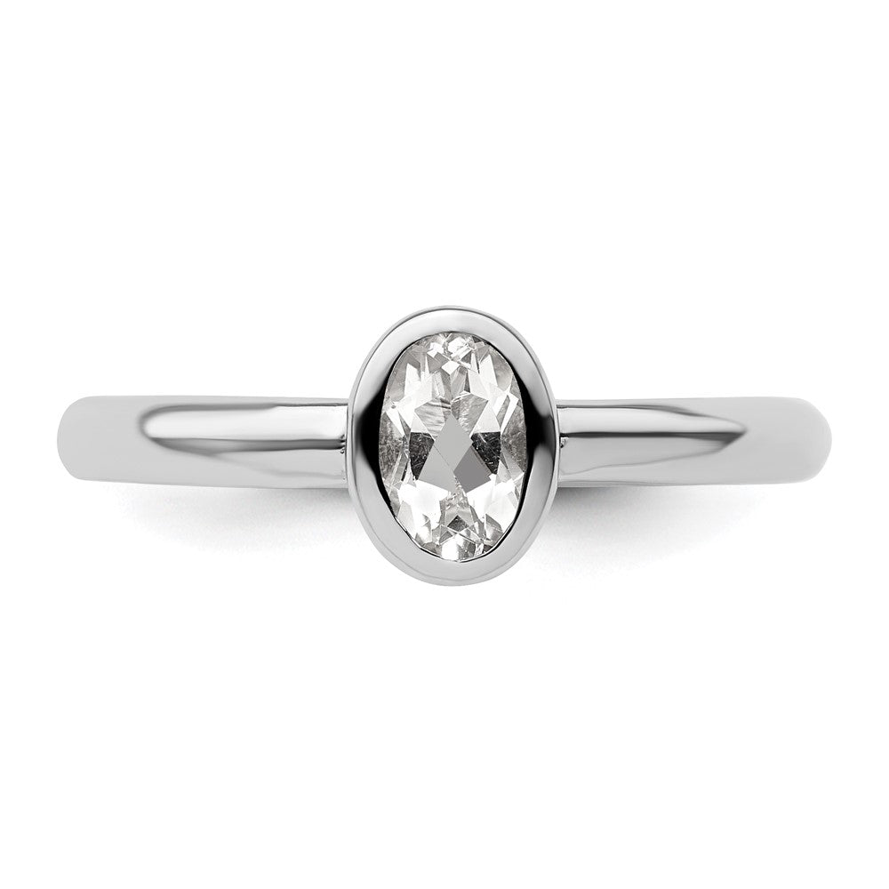 Sterling Silver Stackable Expressions Oval White Topaz Ring Size -10