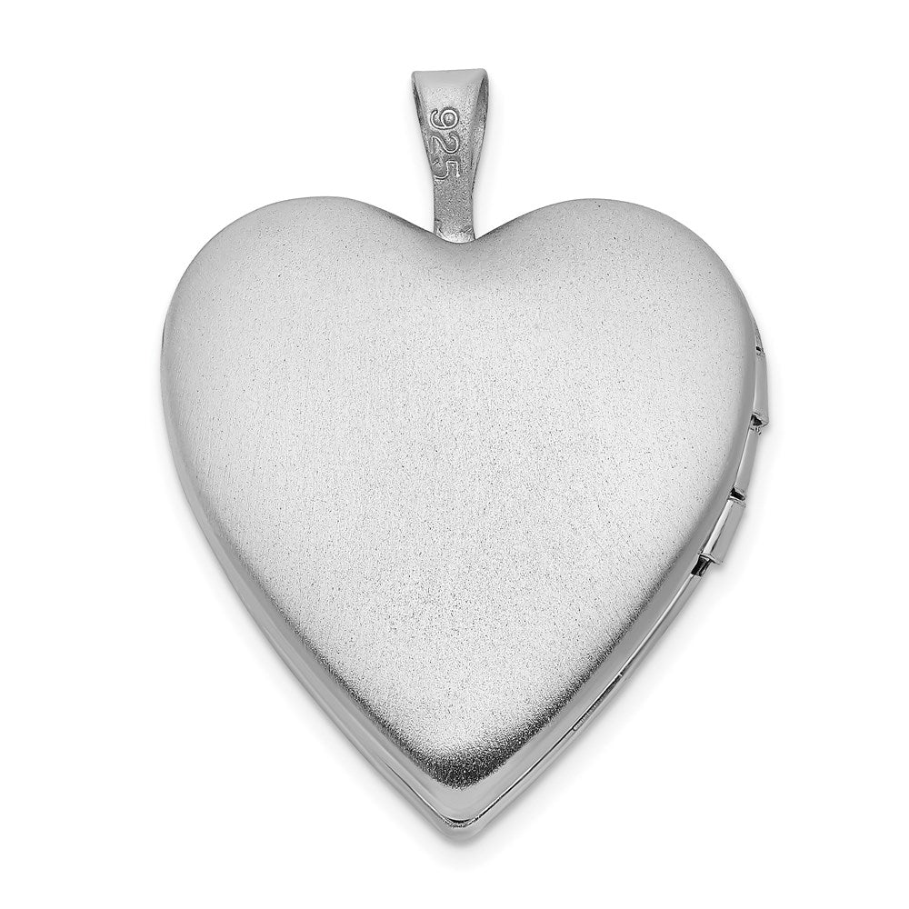 Sterling Silver Rhodium-plated Polished & Satin Cross Heart Locket