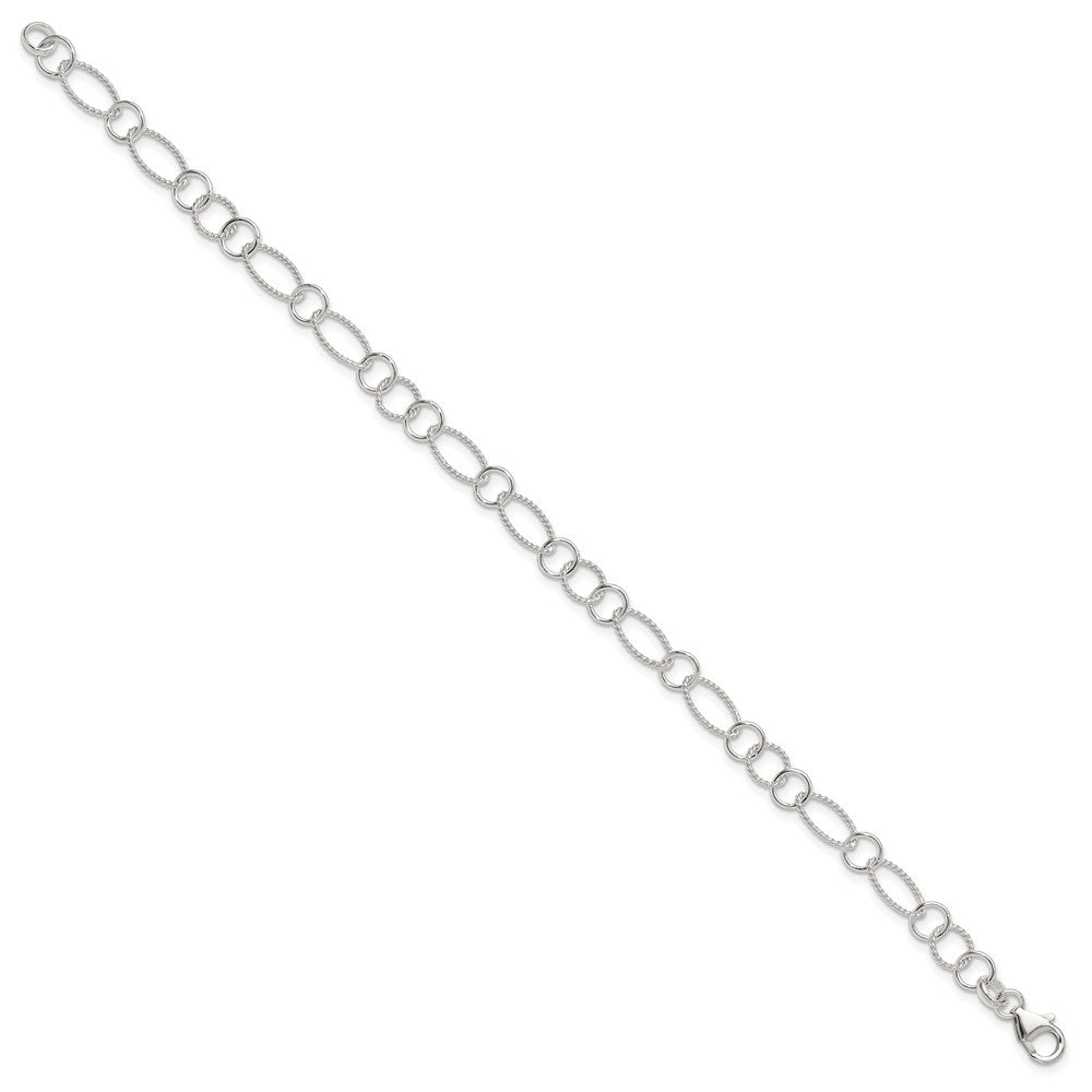 Sterling Silver Fancy Link Anklet 10 inches
