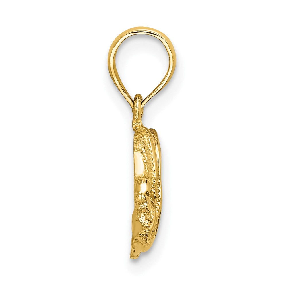 10K Polished Engraved Fish Charm