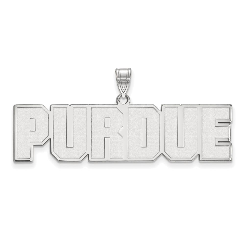 Sterling Silver Rhodium-plated LogoArt Purdue University Block Type Large Pendant QSS068PU