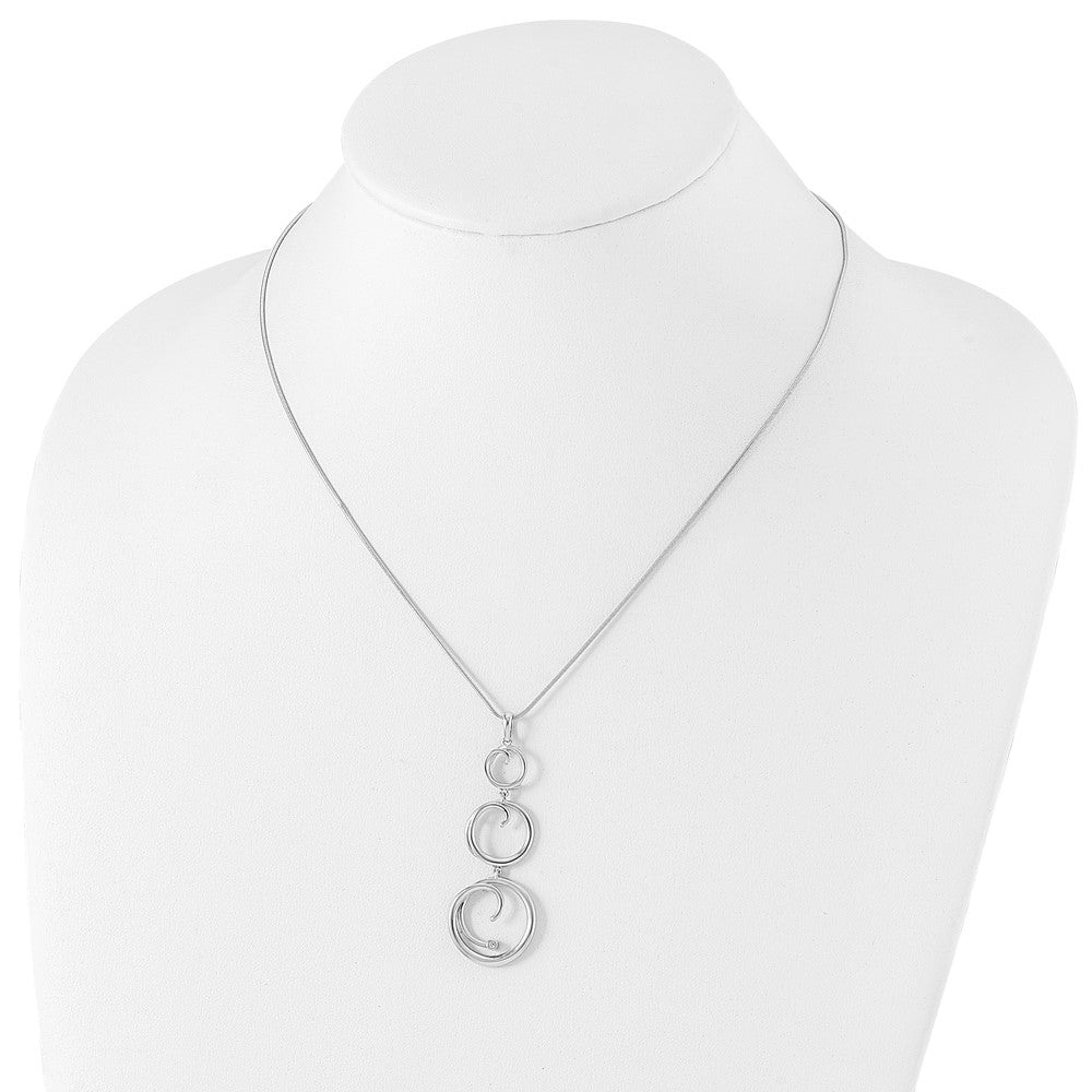 White Ice Sterling Silver Rhodium-plated 18 Inch Diamond Swirl Necklace with 2 Inch Extender 18 Inches