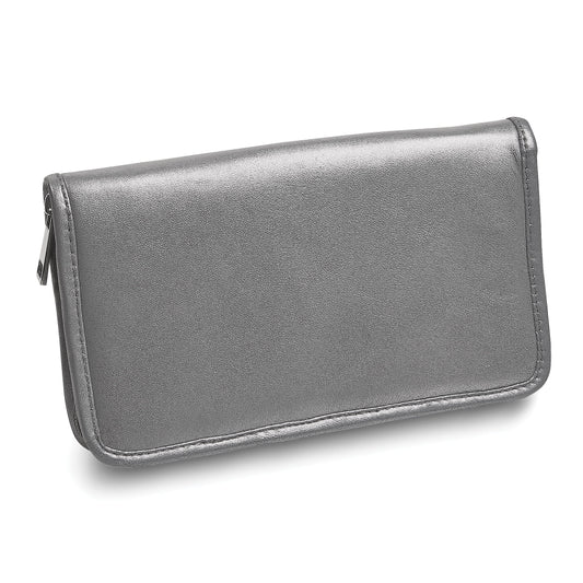 Silver Leather Zip Around Jewelry Wallet GM17755
