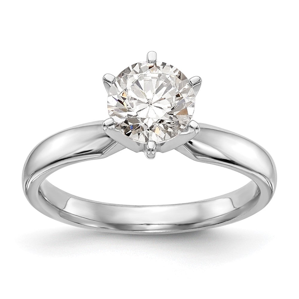 14k White Gold 3/4 carat Medium-Weight Comfort-Fit 6-Prong Round Solitaire Ring Mounting