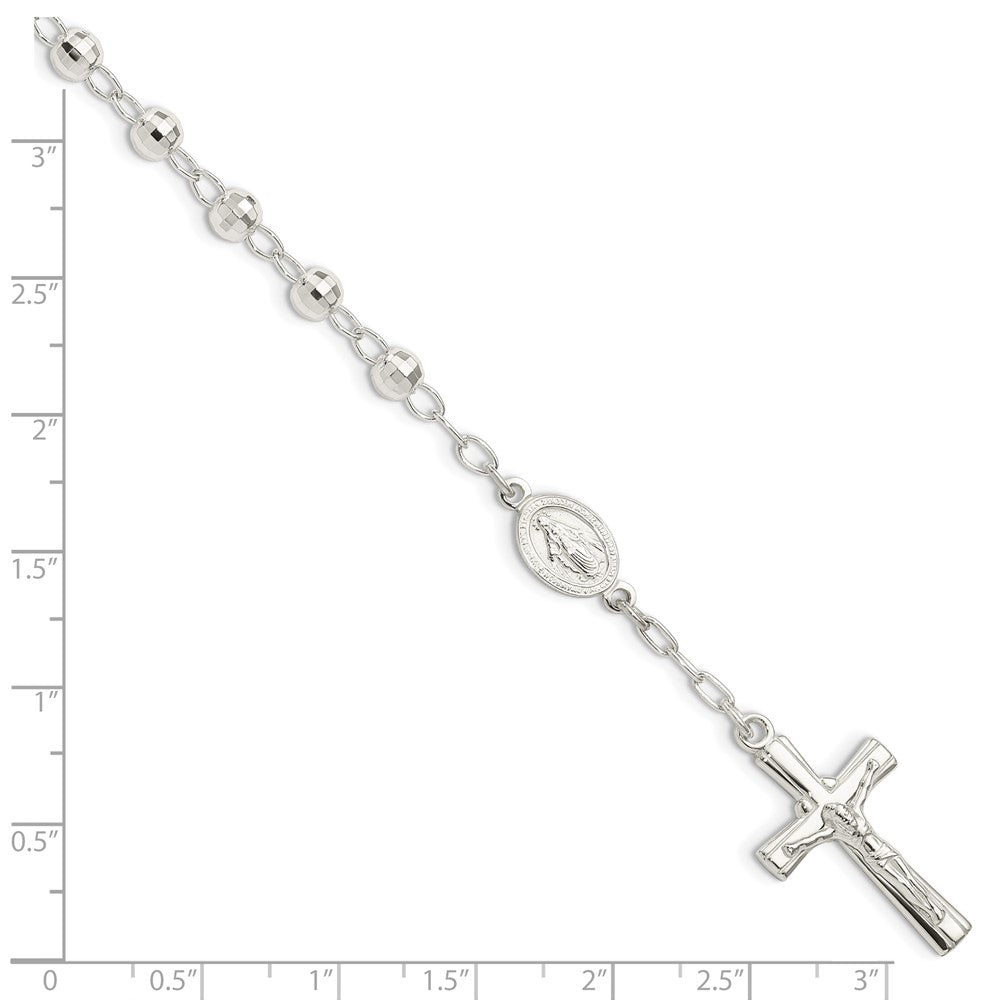 Sterling Silver Polished Beaded Rosary 7.5 inch Bracelet 7.5 inches
