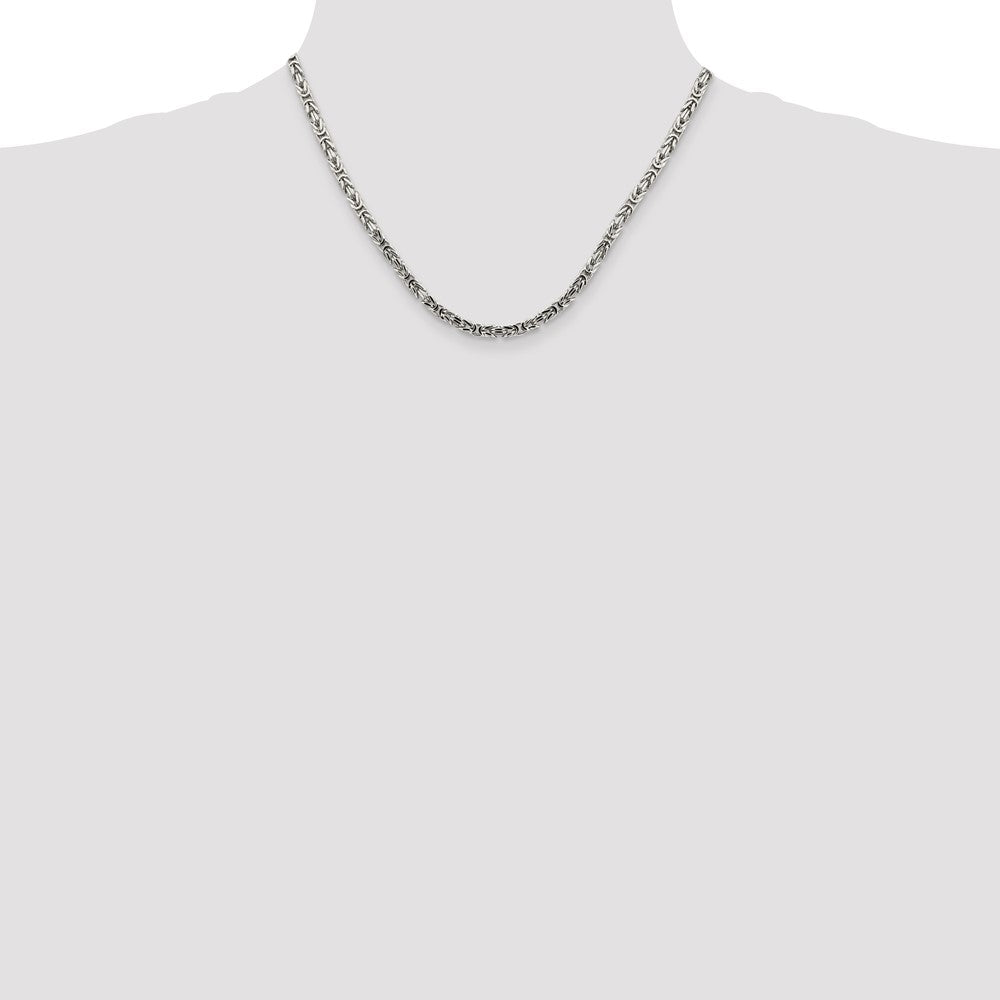 Sterling Silver 3.25mm Byzantine Chain 18 Inches