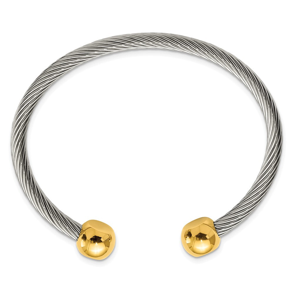 Stainless Steel Polished Yellow IP-plated Cuff Bangle