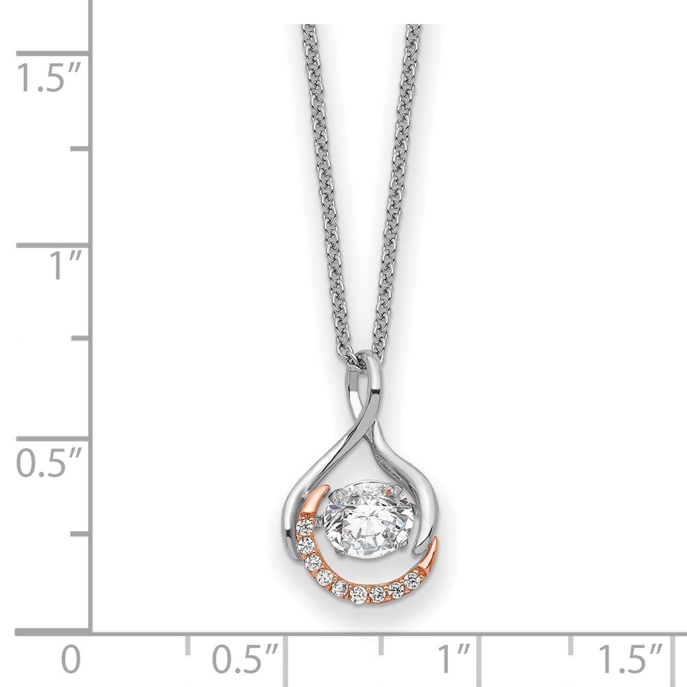 Sentimental Expressions Sterling Silver Rose-tone SS and Rose-Tone Vibrant CZ Warm Embrace 18in Necklace 18 Inches
