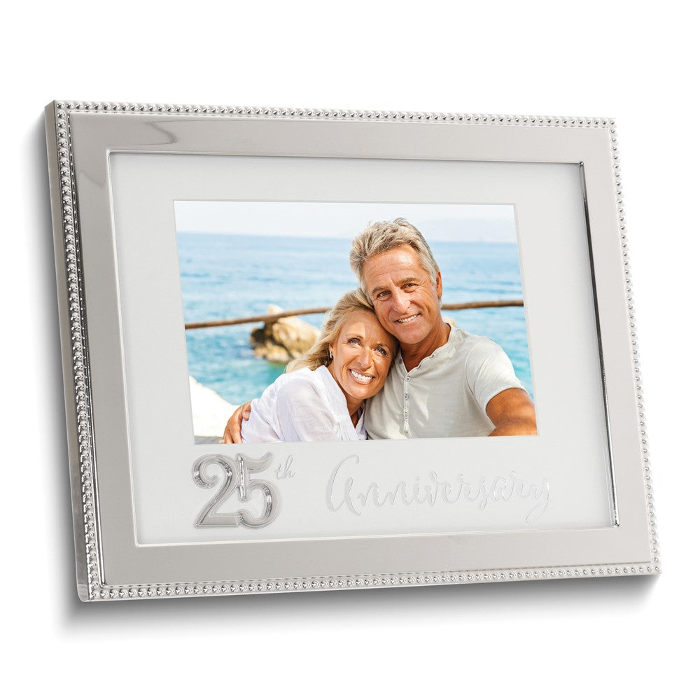 Silver-tone Beaded 25th Anniversary 4x6 Photo Frame