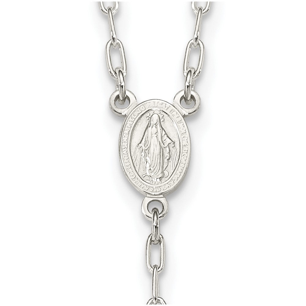 Sterling Silver Polished Rosary 26 inch Necklace 26 Inches