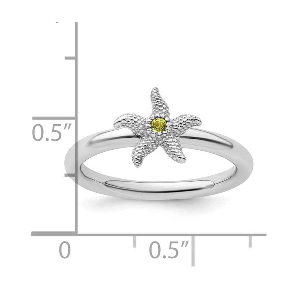 Sterling Silver Stackable Expressions Peridot Starfish Ring Size -9
