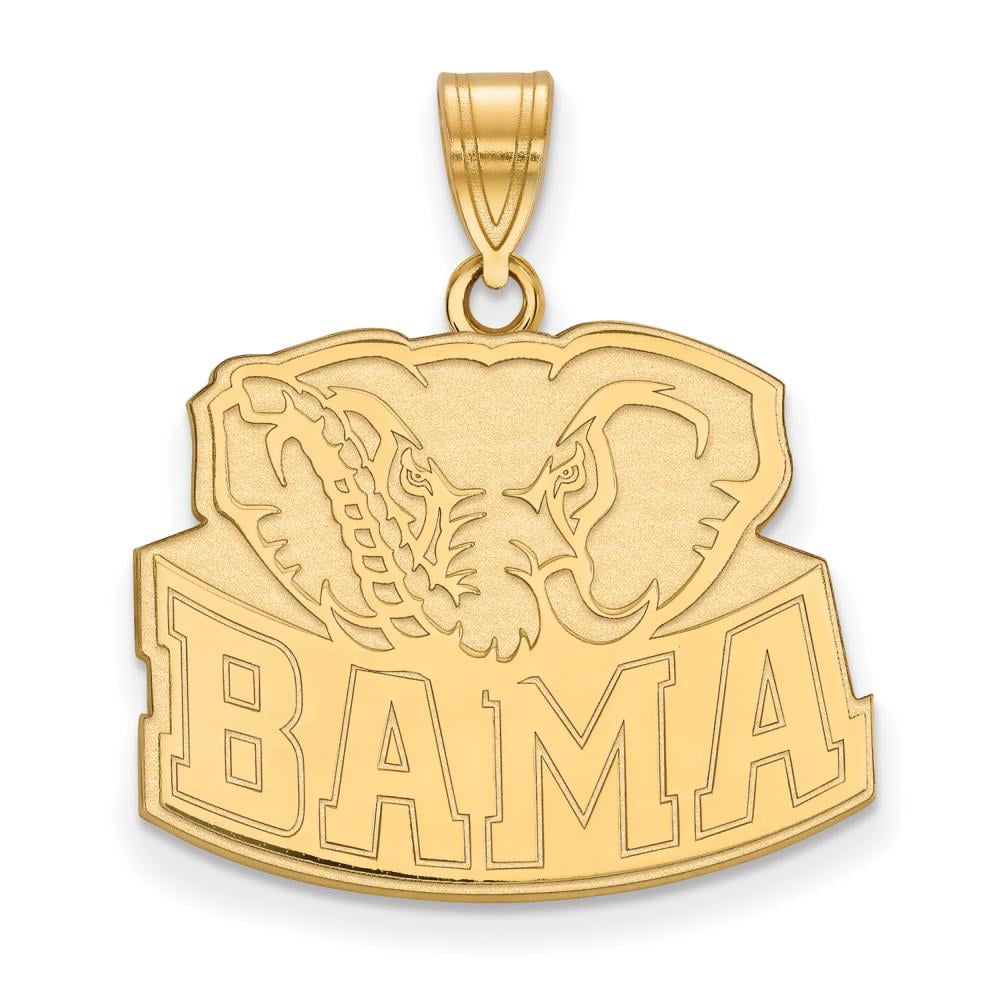 Sterling Silver Gold-plated LogoArt University of Alabama Elephant Large Pendant Q-GP076UAL