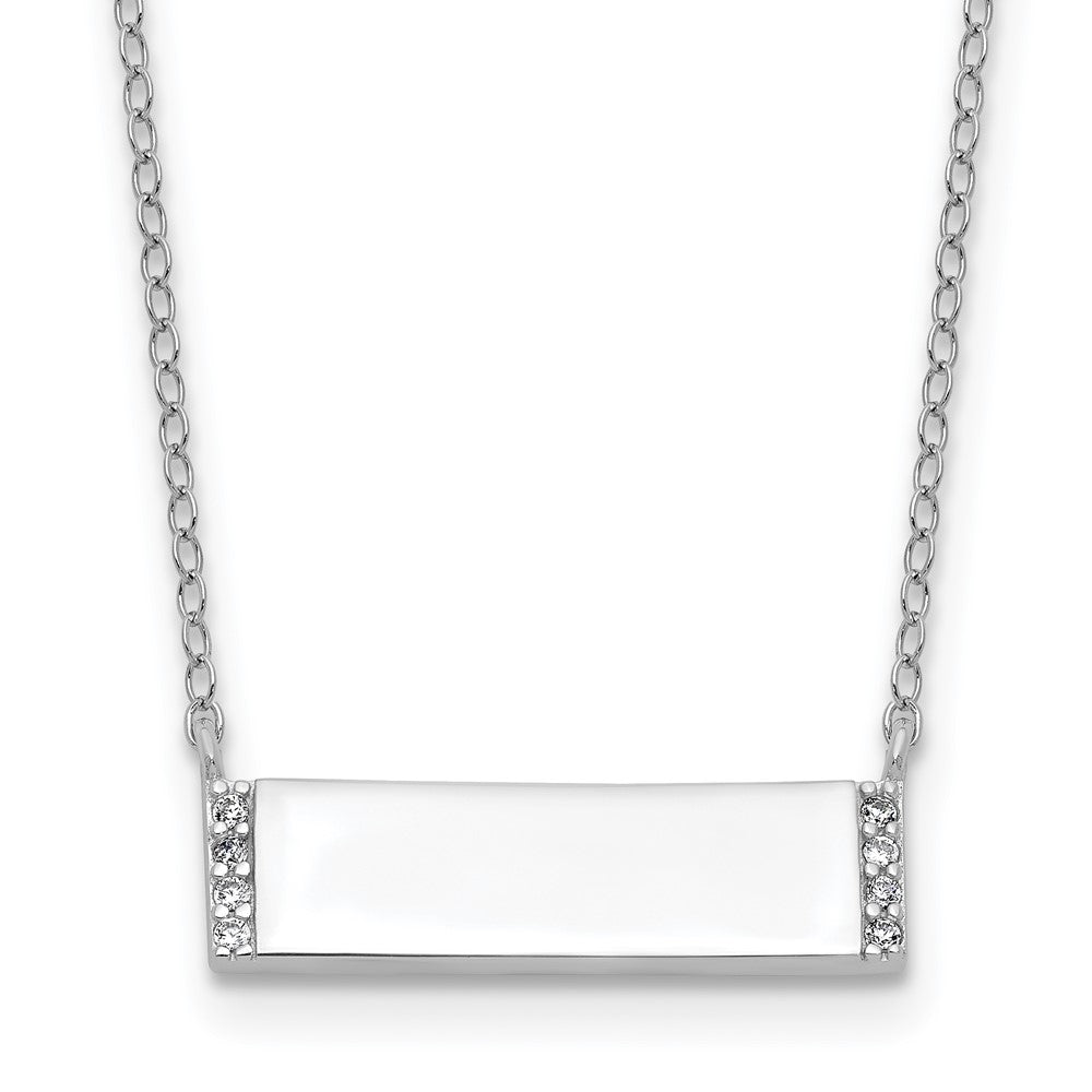 Cheryl M Sterling Silver Rhodium-plated Polished CZ Bar Necklace 18 Inches