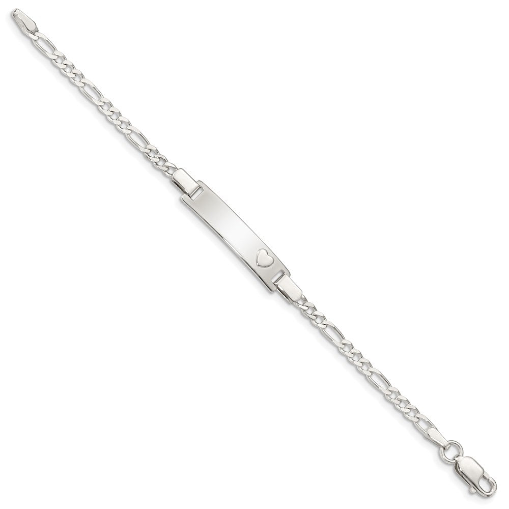 Sterling Silver Baby ID with Heart Bracelet 5.5 inches