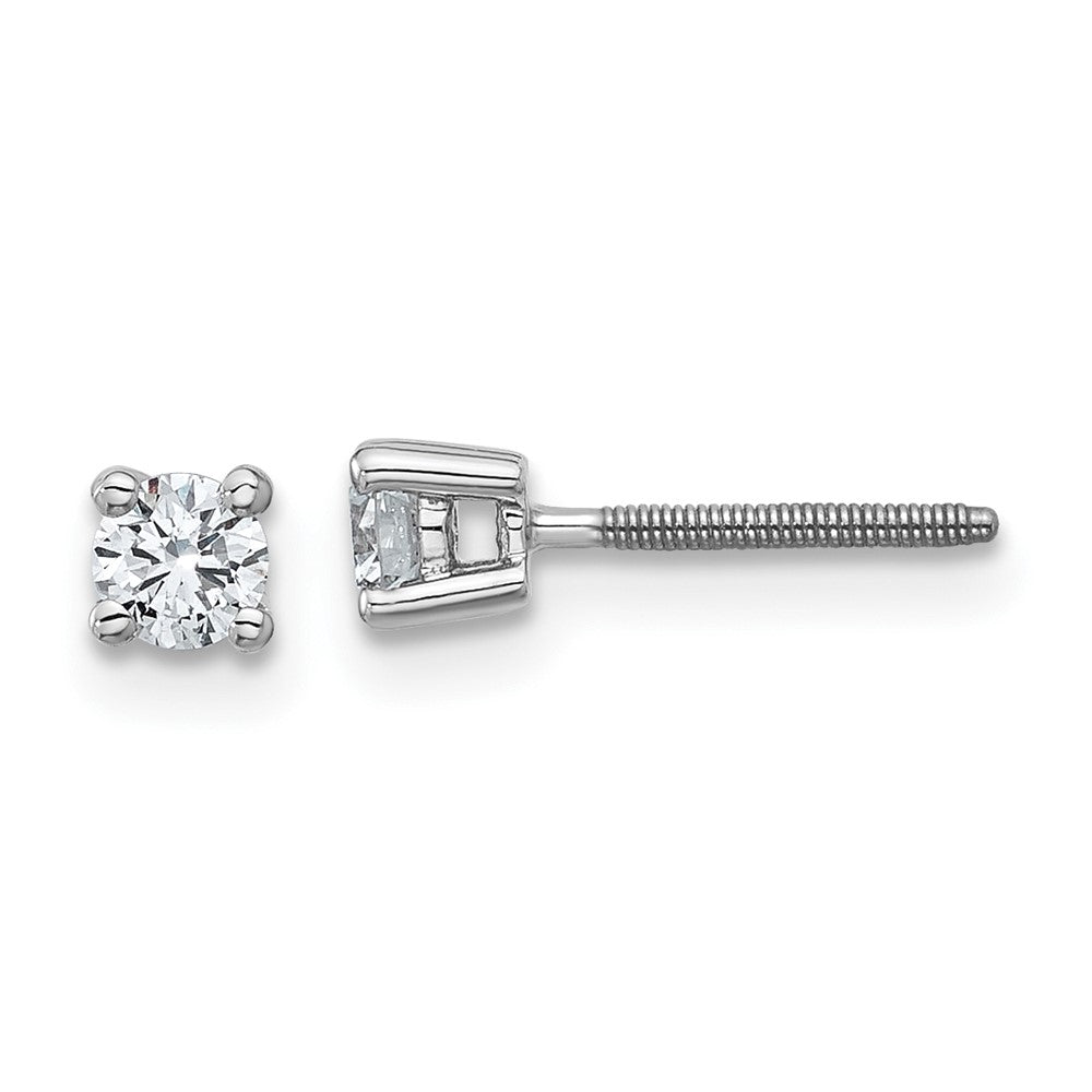 14k White Gold 1/4 ctw Certified Lab Grown Diamond VS/SI+ G+ Round 4 Prong Heavy Wt. Screwback Stud Earrings