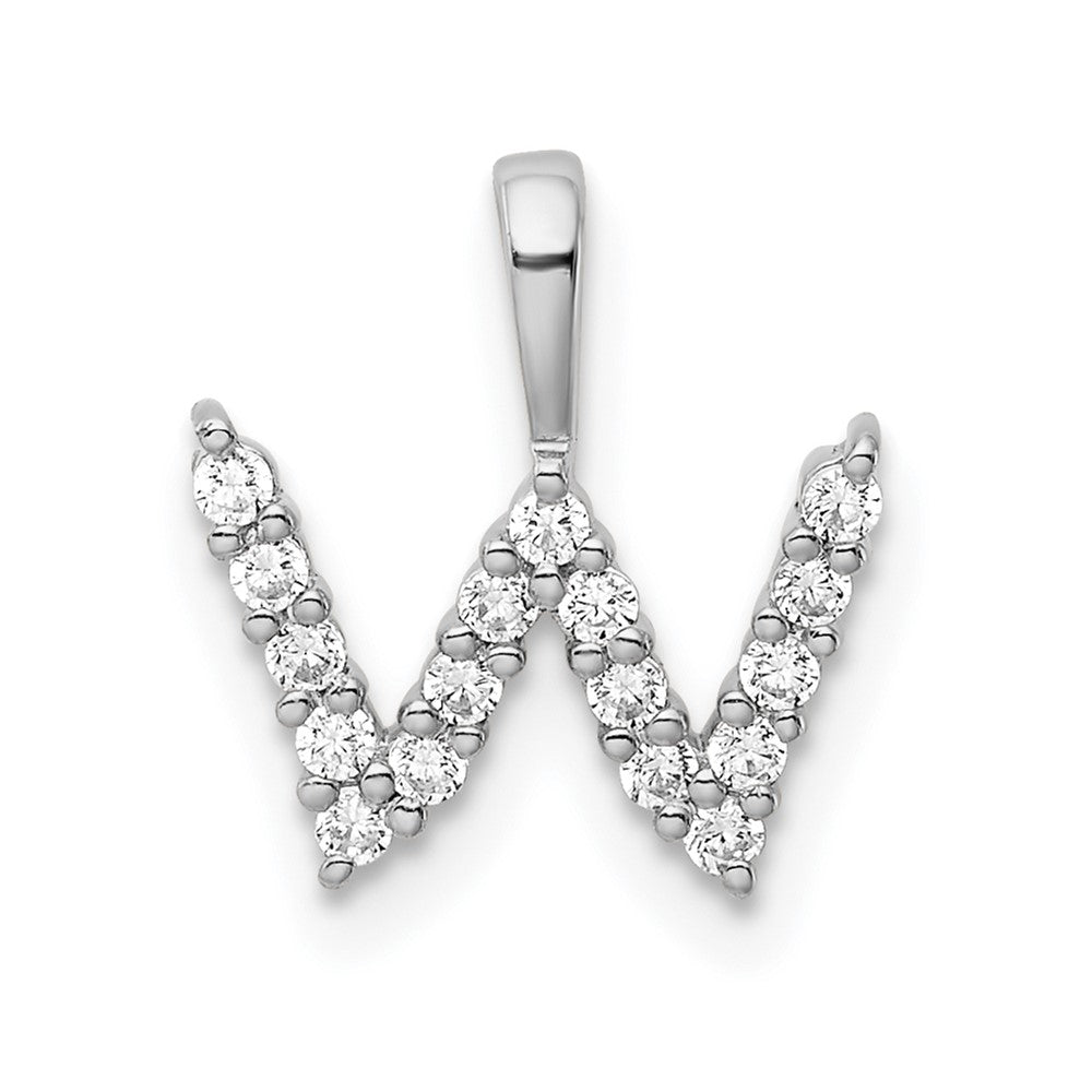 14k White Gold 1/6 carat Lab Grown Diamond VS/SI+ G+ Letter W Initial Pendant