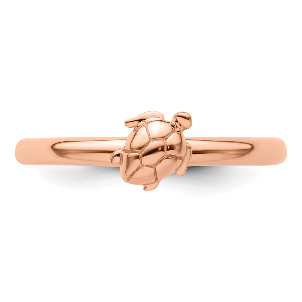 Sterling Silver Stackable Expressions Pink-plated Turtle Ring Size -8